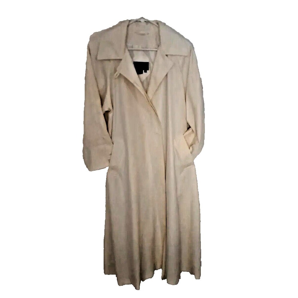 Portrait Size 10 Petite Cream Color Oversized Trenchcoat Long‎ Polyester Rayon